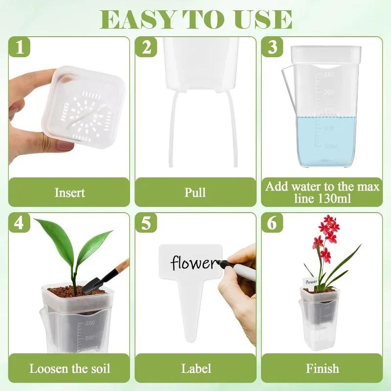 3/15PCS Self Watering Plant Pots, Translucent Plastic Planters with Drainage Holes, Mini Nursery Pots for Flower Seedlings & Indoor Gardening