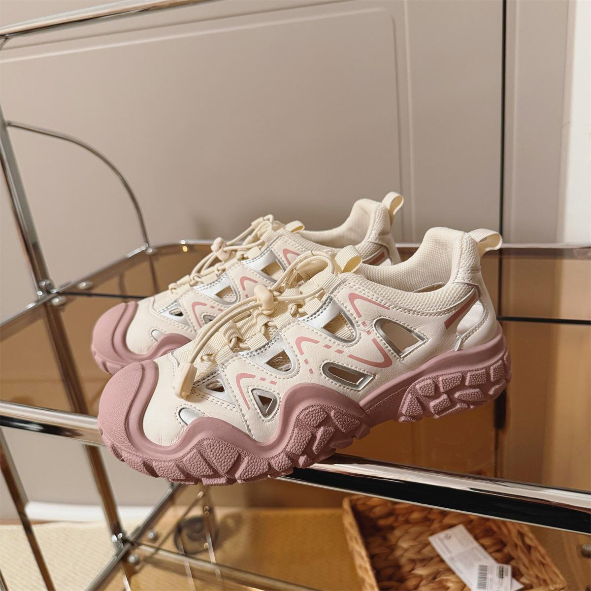 

Звезда с той же уродливой милой обувью 2024 года, весна и лето, новые походные кроссовки для активного отдыха, дышащие, универсальные и тонкие, повседневные спортивные туфли для женщин 40 розовый