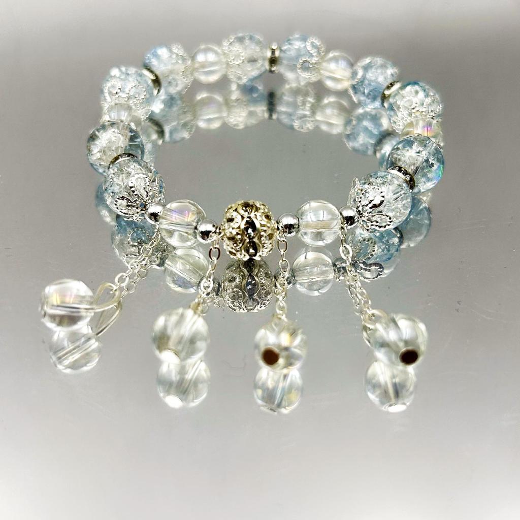 Aurora Crystal Beaded Tassel Bracelet - Cultural Jewelry for Street Stalls and Live Streaming
