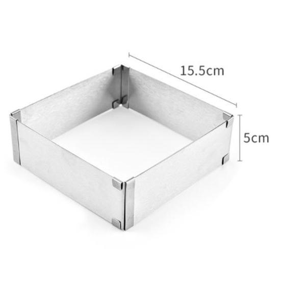 Anillo de Mousse Cuadrado 3D Grande de Acero Inoxidable Molde Ajustable para Hornear Pasteles Galletas