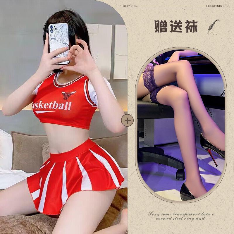 Fun underwear, sexy dynamic football baby split suit cos cheerleaders jersey perspective temptation