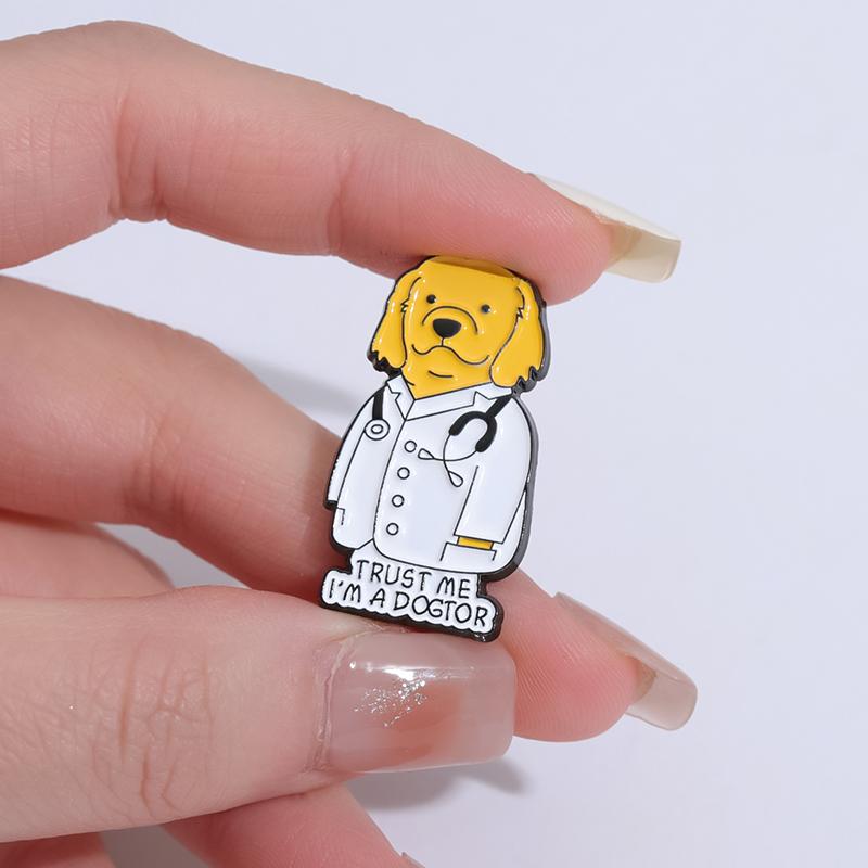 Animal Doctor Enamel Pins Custom TRUST ME I'M A DOGTOR Brooches Lapel Badges Animal Jewelry Gift for Friends