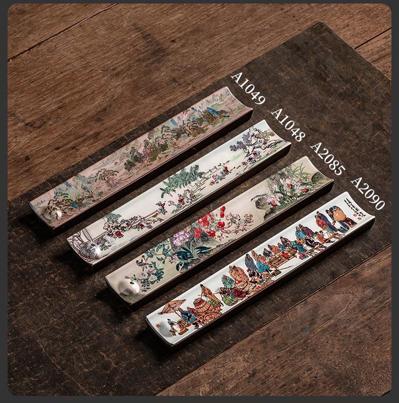 Guochao River & Mountain Ceramic Incense Holder - Retro Incense Stick Tray for Indoor Use