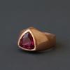 Triangle Shape Red Ruby Signet Ring - 925 Sterling Silver Jewelry, Handmade Pure Copper Boho Gemstone Ring