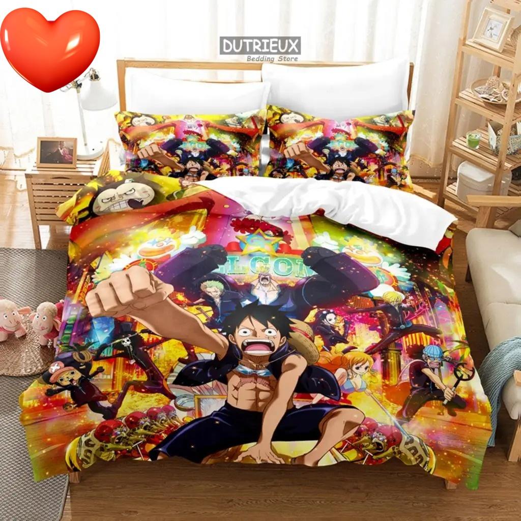 Anime One Piece Duvet Cover Set Comfortable and Warm Bedding Set for Decorating Your Bedroom and Enhancing Home Life Teens Gifts