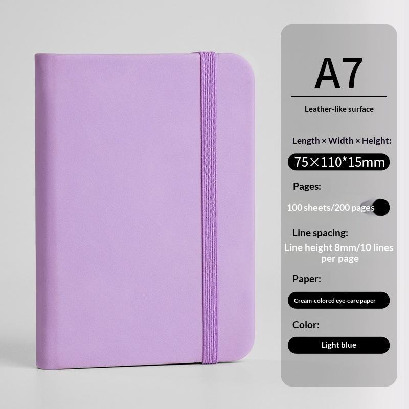 Pocket Journal Mini PU Leather Notebook 100 Sheets with Elastic Band for Teenager Diary Recording