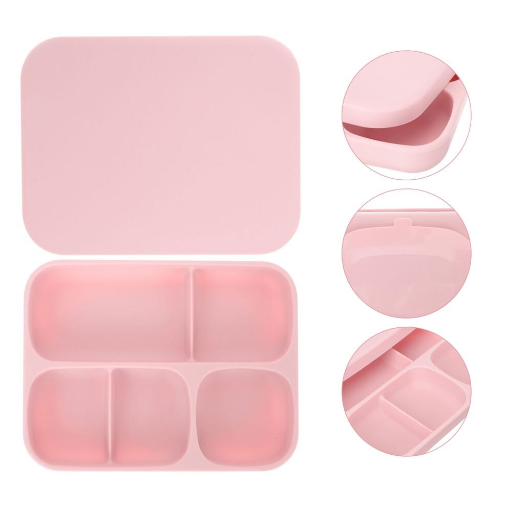 Ensemble de assiettes en silicone rose facile à nettoyer pour tout-petits 1 jeu