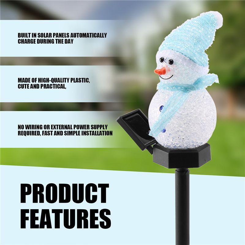 ABWR-Snowman Solar Lights Christmas Solar Powered LED Snowman Light Decor Outdoor Garden Stake Lamps Xmas