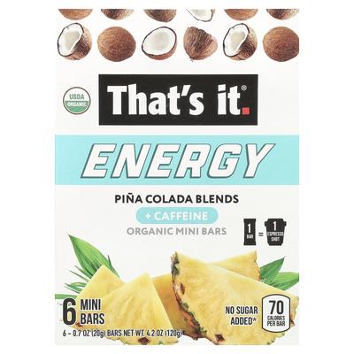 Energia, Mini Bar Biologico, Mix Pina Colada, 6 Mini Bar, 0,7 oz (20 g) Ogni