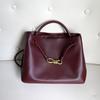 Echte Ledertasche mit Metallschleifen-Detail, große Kapazität, Umhänge-Handtasche, Damen, Vintage-Stil
