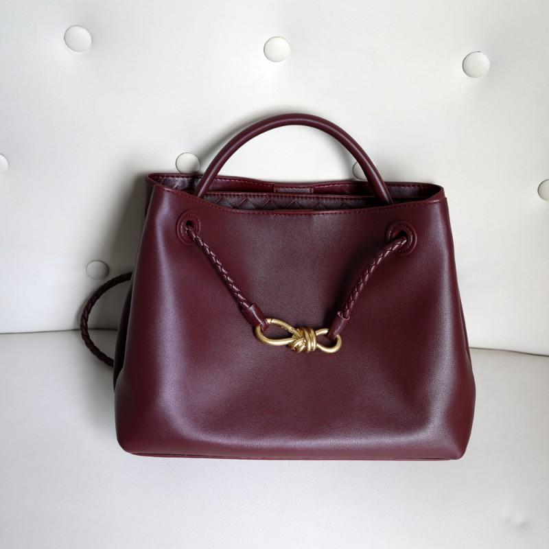 Echte Ledertasche mit Metallschleifen-Detail, große Kapazität, Umhänge-Handtasche, Damen, Vintage-Stil