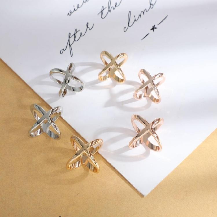 Gold Silver X Scarf Buckle Multipurpose Cross Hollow Smooth Scarf Shawl Buckle