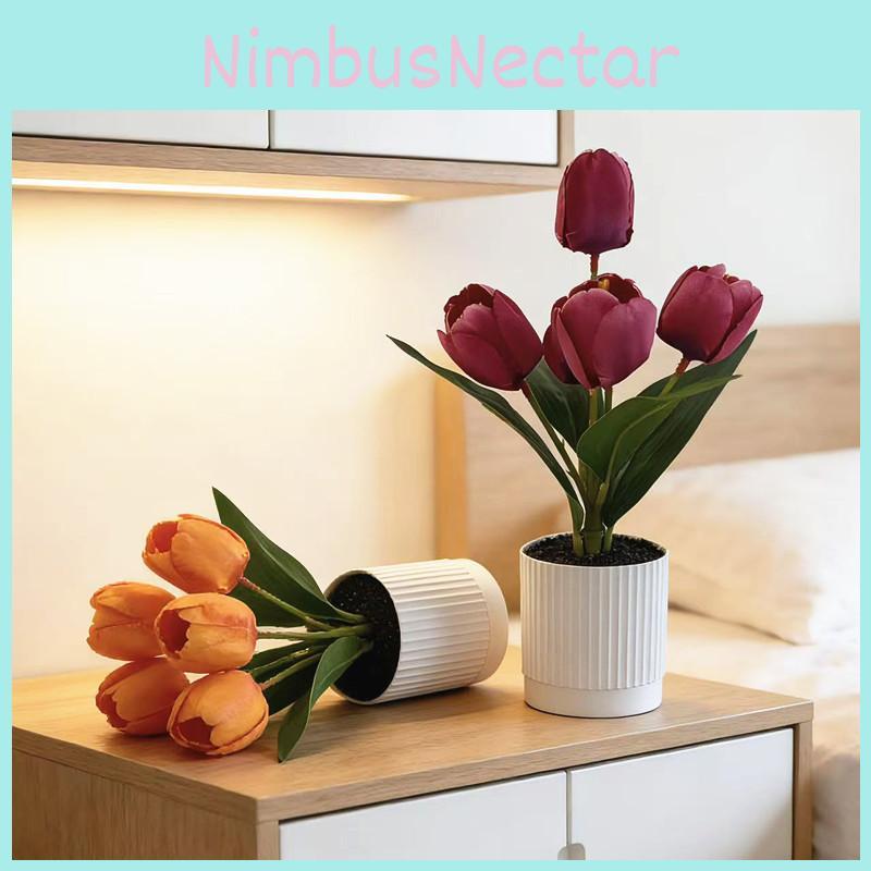 Tulip Artificial Plant Decor With Plastic And Silk For Wedding Photography And Home Interior
