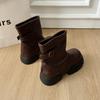 Brown antique thick-soled Martin boots women's 2025 new spring and autumn single boots British style trouser tube boots women's boots short boots