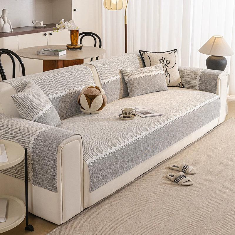 Chenille Non-Slip Sofa Cushion: Dirt & Cat Scratch Resistant, Minimalist Light Luxury, All-Season Universal Cover.