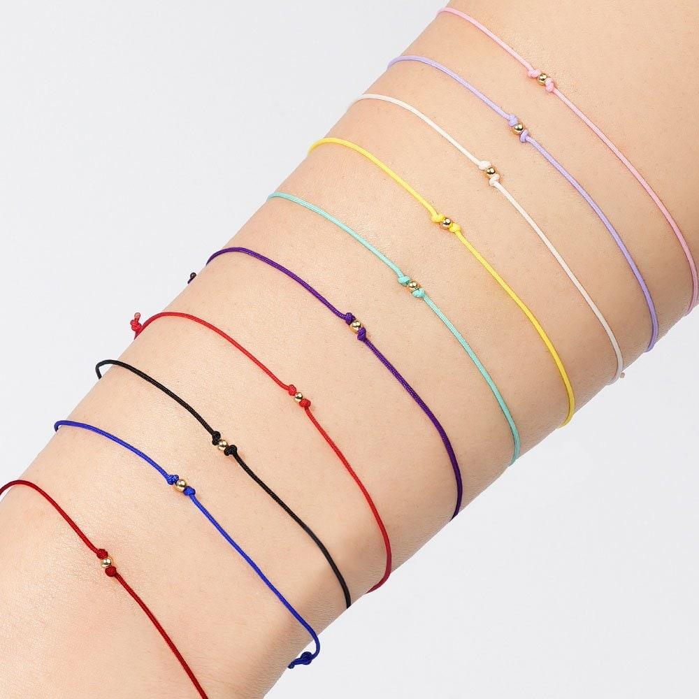 14K 2mm Minbol Traditional Knot Misanga Wish Bracelet (Choose 1 of 10)