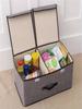Foldable Cotton Linen Double Cover Storage Box Dormitory Organizer Underwear Drawer with Lid for Home Organization