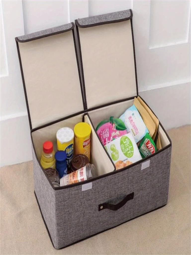 Foldable Cotton Linen Double Cover Storage Box Dormitory Organizer Underwear Drawer with Lid for Home Organization