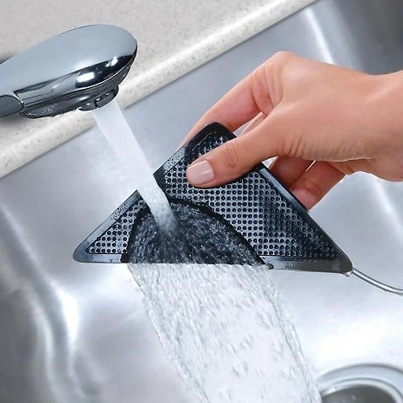 New 4-Piece Black Silicone Carpet Carpet Clip Practical Anti-Slip Grip Corner Mat Suitable Home Bathroom Living Room Supplies