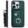 For iPhone 16 Pro Max Case YB Leather Coating Series-7 Card Holder Leather TPU Phone Cover with Kickstand