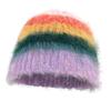 Neues Gesicht kleine regenbogenfarbene Wollmütze Damen Herbst und Winter warm Ohrenschutz gestrickter Pullover Kaltwettermütze