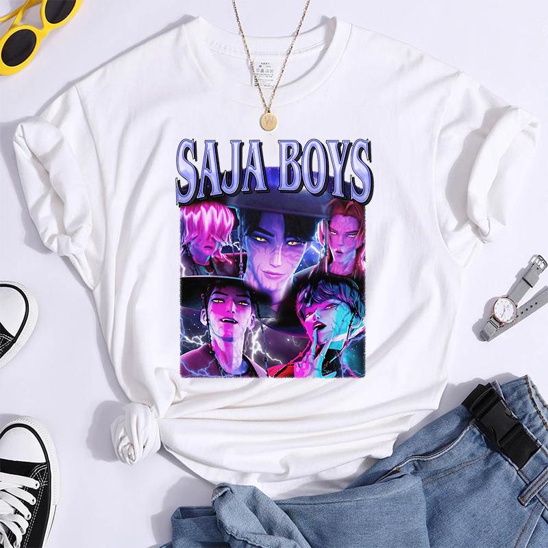 Hot K-Pop Demon Hunters Funny Summer T-Shirt Harajuku Saja Boys Derpy Tiger Print Fashion Short Sleeve Summer Casual T-Shirt Top
