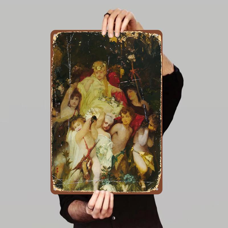 

European Retro Mythological Character Iron Painting Living RoomWall Art Decorative Hanging Mural 7.9x11.8In(20x30cm)