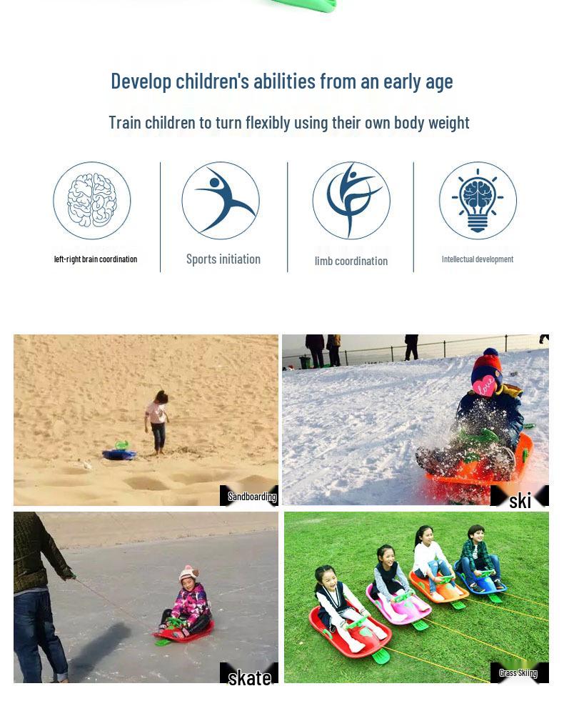 Adult Snowboard Sled with Steering Wheel and Brakes