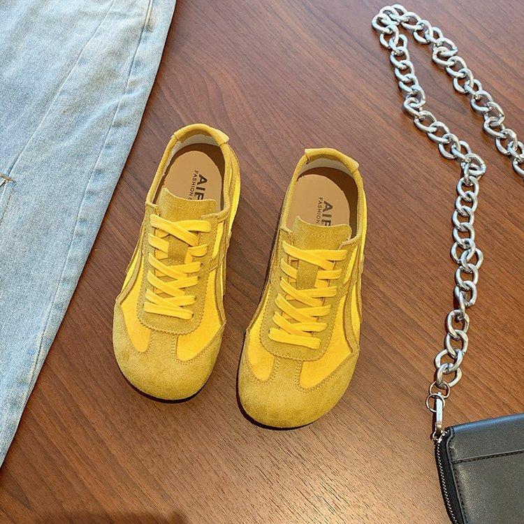 2025 Spring New Comfortable Retro Round Head Lace-up Soft-soled German Training Shoes Women's Forrest Gump Shoes Flat Casual Sports Shoes