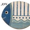 Unique Gift for Beach Lovers 4PCS Wooden Fish Wall Decoration, Rustic Mediterranean Style Hanging Plaques, Blue White Vintage Wood Craft Entryway