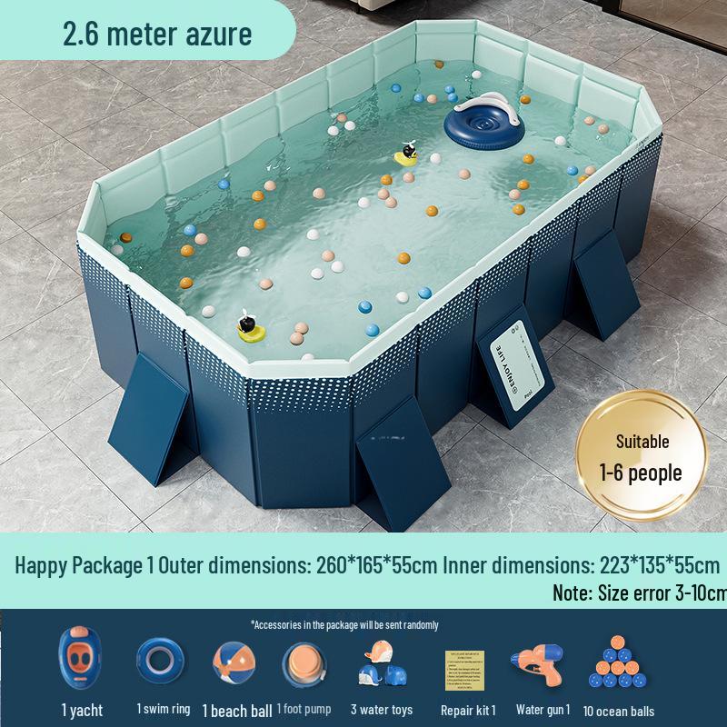 Blue No-Installation Inflatable-Free Family Swimming Pool for Outdoor Home Use - Ready for Immediate Use