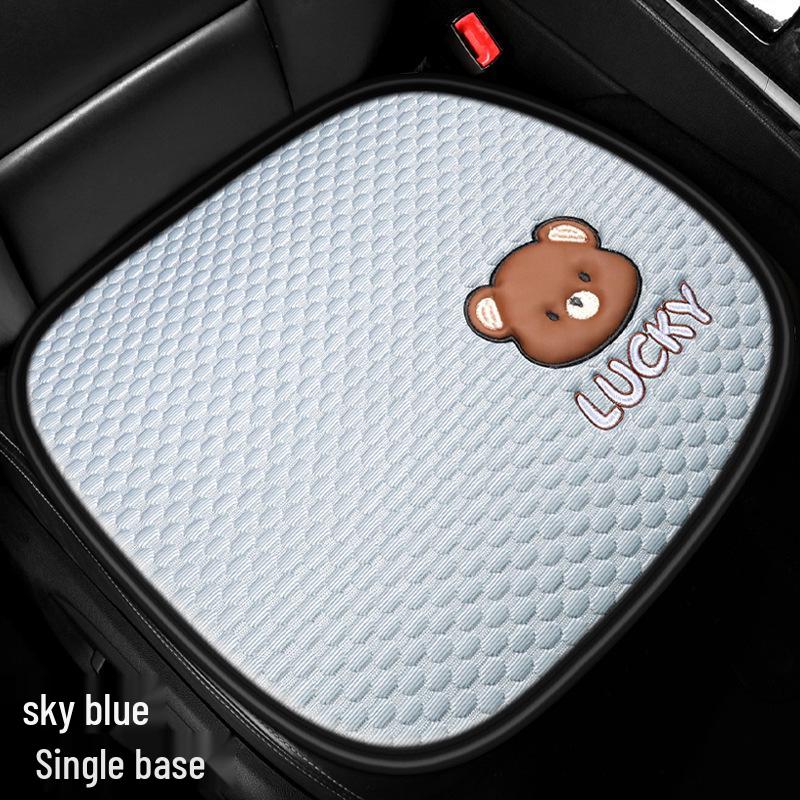 Little Bear Ice Silk Breathable Car Cushion - Cartoon Summer Cooling Pad