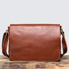 Retro Herren Echtleder Umhängetasche, Pflanzlich gegerbtes Leder Diagonal Rucksack, Große Kapazität Rindsleder Computertasche, Herrentasche