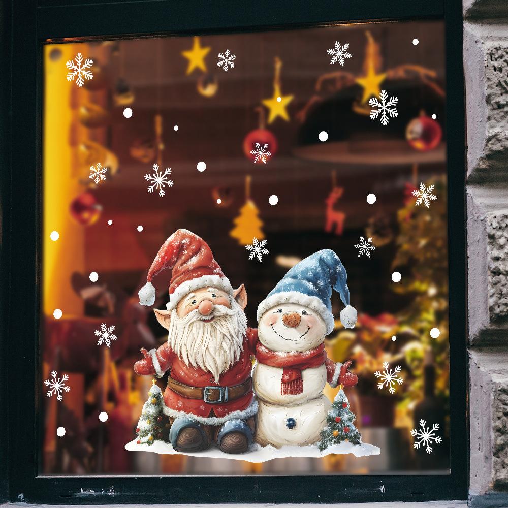 Fun-f212 Christmas Holiday Snowmen Santa Claus Balcony Glass Window Beautify Decorative Window Stickers