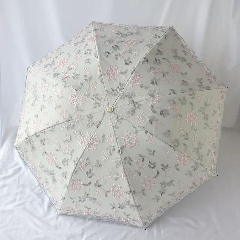 Umbrella Lace Sun Umbrella Female Embroider Sun Protection UV Protection Sun Umbrella Retro Style Princess Umbrella Sunny and Rain Dual-Use