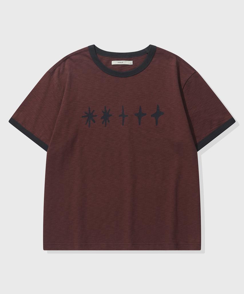 KIIMUIR [Crop] Flashmove Ringer Crop Short Sleeve T-Shirt_Burgundy