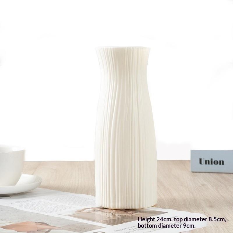 

Modern Ribbed Plastic Vase,Minimalist Textured Flower Vases for Home Decor,Living Room Table Centerpiece