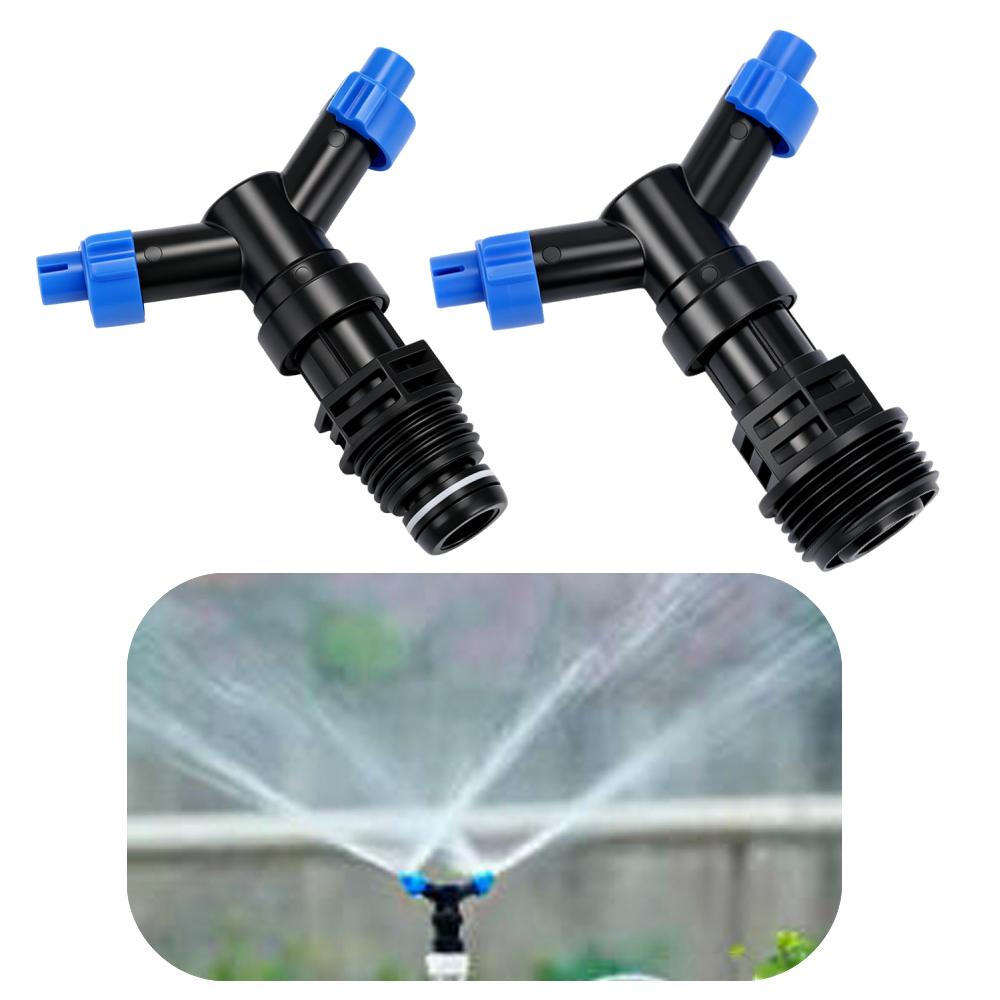 Y-shape Automatic 360 Degree Rotating 2-outlets Sprinkler Head 1/2" 3/4" Male Thread Garden Agriculture Lawn Irrigation Sprayer