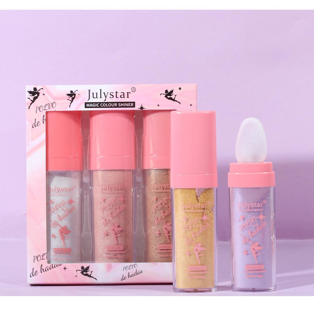 Kit 3 Pezzi Makeup naturale tridimensionale polvere illuminante fata per viso corpo abbronzatura