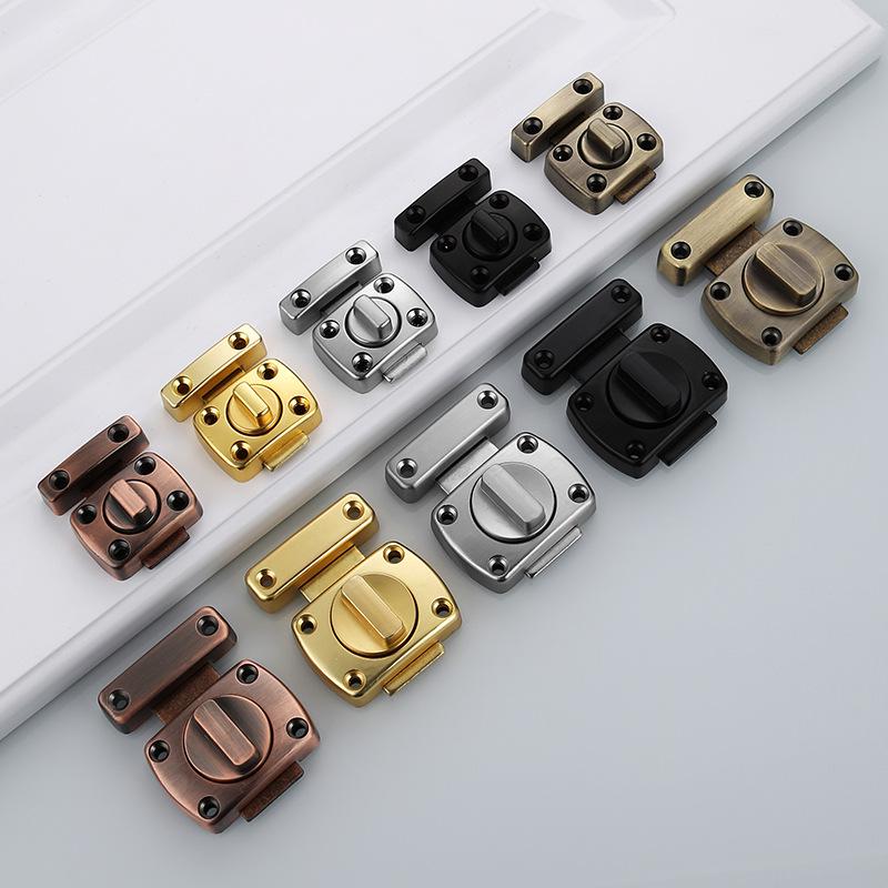 Anti-Theft Zinc Alloy Door Lock: Hole-Free Sliding Door Bolt, Left/Right Rotation, Thickened Security Buckle.