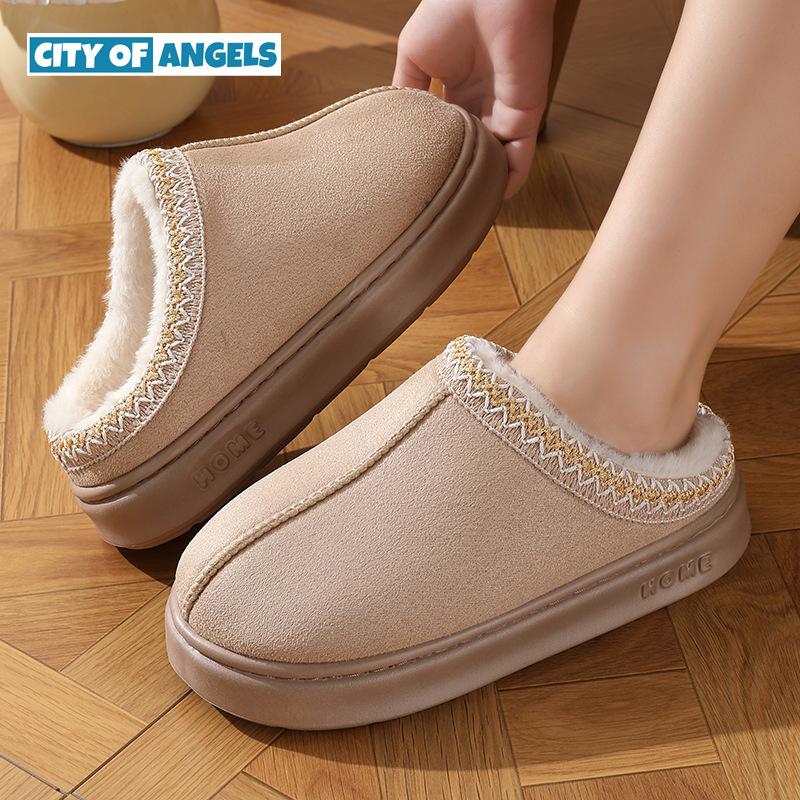 New Fashion Fluffy Platform Slippers for Women Winter Plush Warm Cotton Shoes Woman Comfort Non Slip Unisex Home Slippers