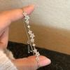 Elegant Adjustable Zircon Bracelet Shiny Hand Chain Delicate Pull Flower Bracelet  Women