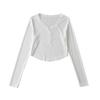 Trendy Women's High Waist Crop Top with Thin Long Sleeves - Summer Sunscreen Top