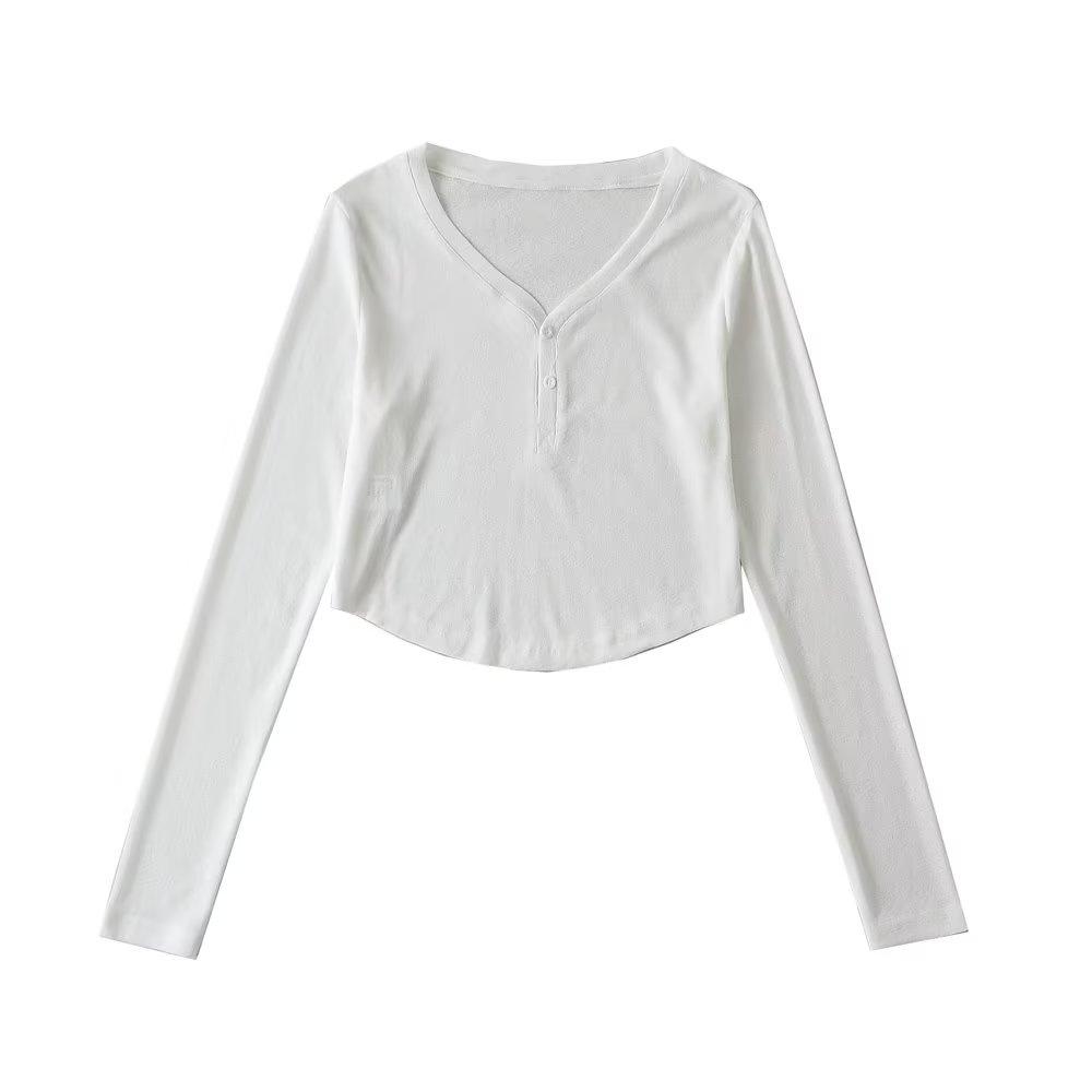 Trendy Women's High Waist Crop Top with Thin Long Sleeves - Summer Sunscreen Top