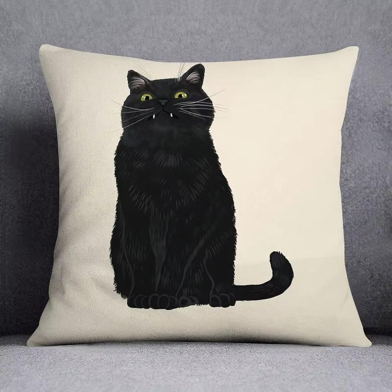 1Pc Double Sided Printed Cute Cat Pattern Pillowcase Adorable Feline Design Cushion Cover For Sofa Bedroom Home Decor No Pillow