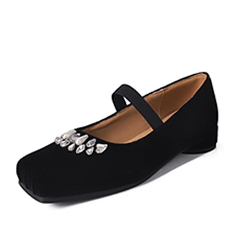 

2025 New Chinese Style Velvet Ballet Shoes With Comfortable Quality Sheepskin Padding Fashionable Sexy Elegant Women s Single 35 чорний