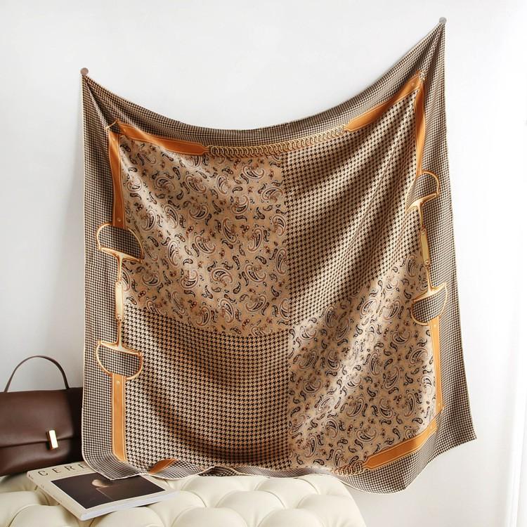 Glazed Ginkgo Silk Scarf Silk Women'S Spring And Autumn Mulberry Silk Scarf Air Conditioner Shawl Square Scarf