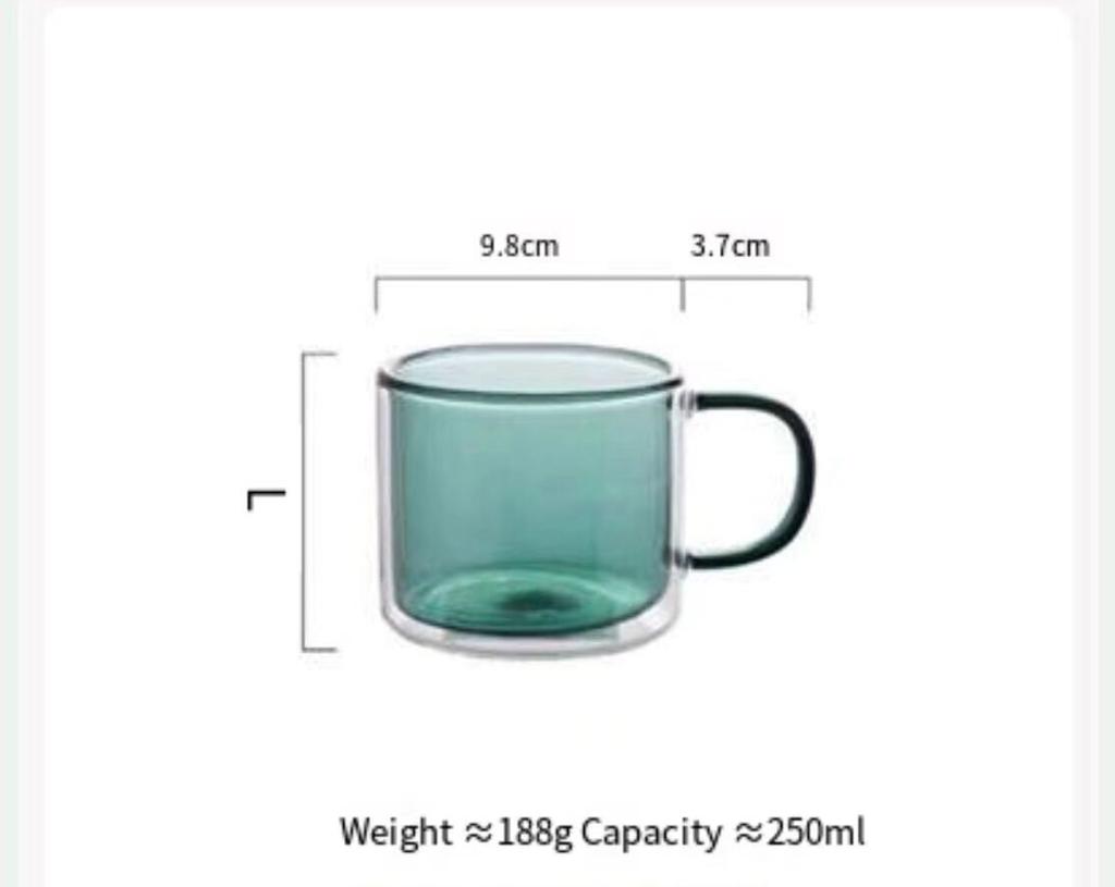 250ml Colorful Glass Cups with Handle Heat Resistant Double Wall Milk Coffee Mugs Water Cups Clear Wine Glasse Home Drinkware