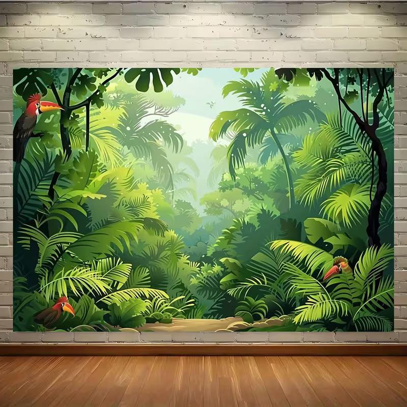Telo Sfondo Avventura nella Giungla 2D Foresta Tropicale Tucano Sfondo Fotografico