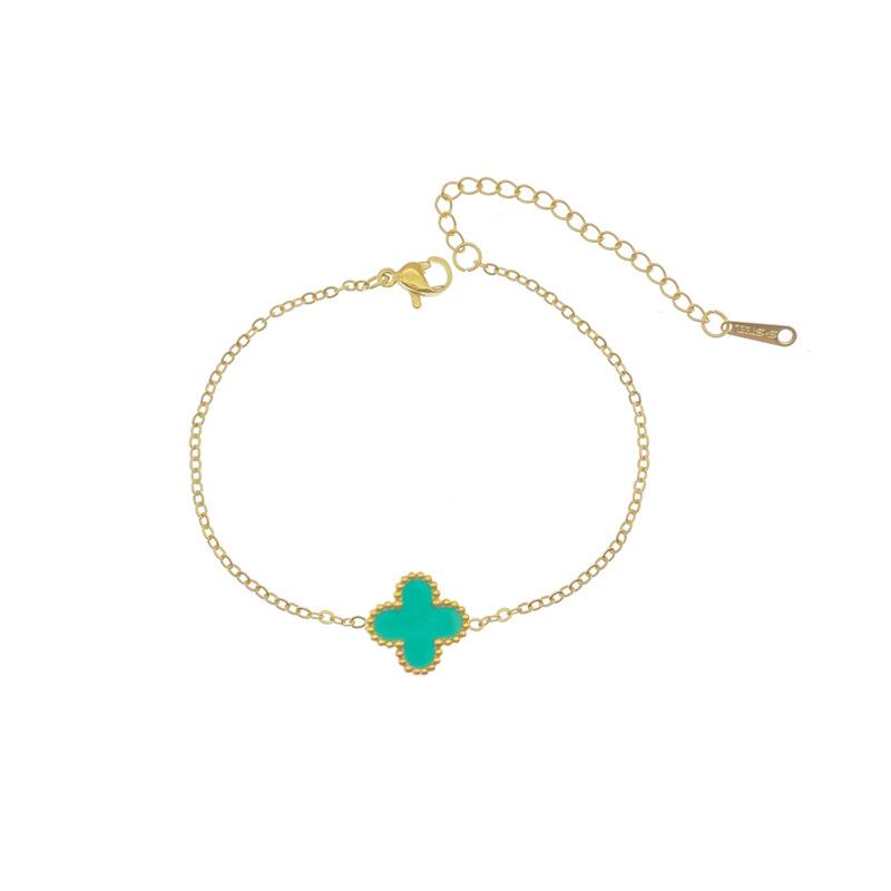 

Light Luxury Double-sided Four-leaf Clover Single Flower Simple Bracelet New Niche Titanium Steel 18K Clavicle Chain Female Jewelry